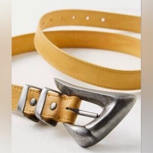 Free People! Billie Leather Belt In Honey Yellow NWT!